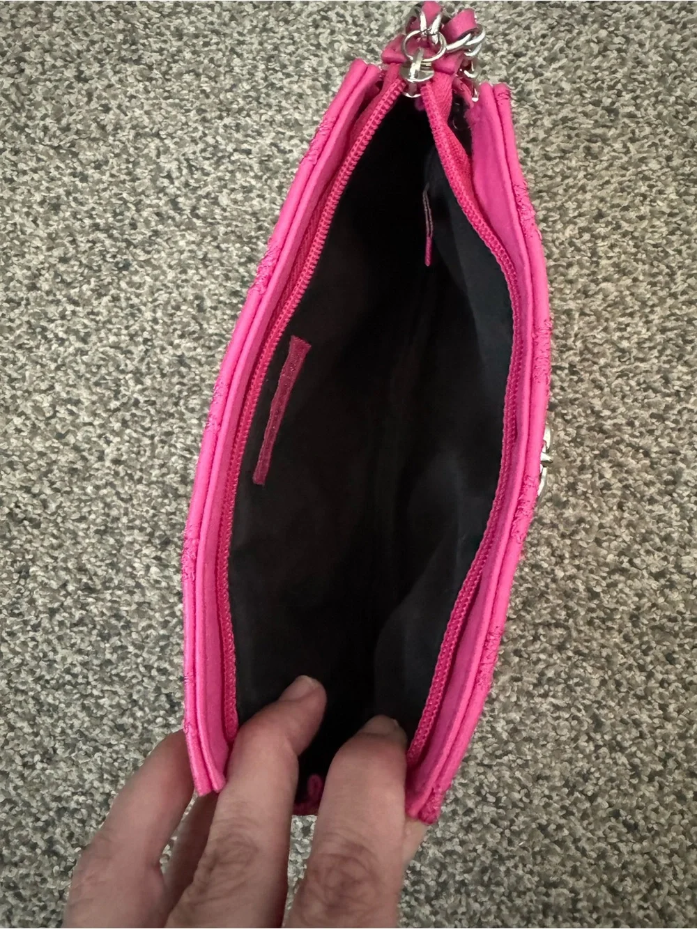 Victoria's Secret Hot Pink Quilted Wristlet with Chain Strap